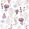 Beautiful vintage bright botanic pattern seamless, many kind of f