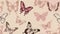 Beautiful vintage butterflies on light pink background. Generative AI