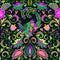 Beautiful vintage floral seamless wallpaper with exotic flowers and magic bird