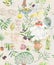 Beautiful vintage pattern with olives, olive oil and food