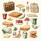 beautiful Vintage picnic clipart illustration