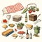 beautiful Vintage picnic clipart illustration