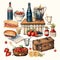 beautiful Vintage picnic clipart illustration