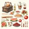 beautiful Vintage picnic clipart illustration