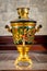 Beautiful vintage samovar with traditional pattern khokhloma