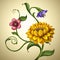 Beautiful vintage spring and summer flowers background