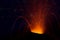 Beautiful volcanic eruption night