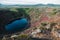 beautiful volcanic lake kerid and green hills