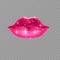 Beautiful voluminous lips on a transparent background, pink lips with a shiny glitter texture, Vector EPS 10 illustration