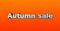 Beautiful, voluminous white credits `Autumn Sale`, on a bright orange background.