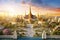 Beautiful Wat Phra Kaew cityscape of Bangkok, Thailand with Ai Generated