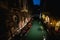 Beautiful water street at night- Grand Canal in Venice, Italy