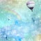 Beautiful Watercolor Background with Splatters , rainbow, clear sky and flying hot ballons