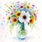 Beautiful watercolor bouquet. Whimsical Blooms. A Watercolor Bouquet of Wildflowers. Generative AI