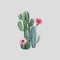 Beautiful watercolor cactus vector combination. Hand drawn stock illustrations. White background. Isolated objects.