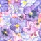 Beautiful watercolor floral seamless pattern. Pansy flowers