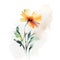 Beautiful Watercolor Painted Flower Cutout on white background Generative AI