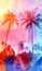 Beautiful watercolor palm trees