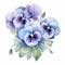 Beautiful Watercolor Pansies: Handwritten Illustration In Light Violet And Azure