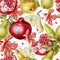 Beautiful watercolor pattern with fruits and