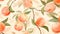 Beautiful Watercolor Peach Seamless Pattern In Patrick Brown Style