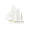 Beautiful watercolor retro white sailing ship with set sails. Cruise. Sailing, Yacht, sloop, schooner, Windjammer, clipper