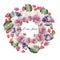 Beautiful watercolor of roses, flower anemone and raspberries . Bridal wreath.