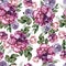 Beautiful Watercolor  seamless pattern with spring peony  and spirea flowers.