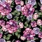 Beautiful Watercolor  seamless pattern with spring peony  and spirea flowers.