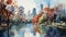 Beautiful watercolors of London city parks