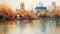 Beautiful watercolors of London city parks