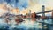 Beautiful watercolors of San Francisco Bay