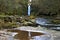 Beautiful waterfall, Afon Caerfanell mountain river, Blaen-y-Glyn