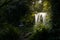 Beautiful waterfall with amazing light in Les planes d\\\'Hostoles named Gorg del murris or Cogolls