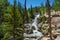 Beautiful waterfall in Colorado mountains.