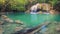 Beautiful waterfall at Erawan national park, Thailand. Panorama