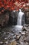 Beautiful waterfall in forest landscape long exposure flowing th