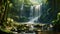 Beautiful waterfall in the forest,Thailand,illuminated, waterfall in the forest , AI Generated