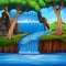 A beautiful waterfall landscape background in forest