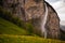 Beautiful waterfall in Lauterbrunnen swiss village.