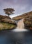 Beautiful waterfall on the moorland in yorkshire