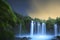 Beautiful waterfall, night twilight. AI generated