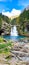 Beautiful waterfall over idyllic nature landscape of mountains, valleys, lakes and water fall in Ordesa national park, Pyrenees,