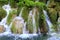 Beautiful waterfall on Plitvice lakes, national park, Croatia in spring, summer. The best beautiful Croatian waterfalls, mountains
