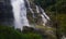 Beautiful waterfall with rainbow, Natural lanscape background.