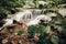 Beautiful waterfall on river in forest in mountains. cascades ri