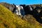 Beautiful waterfall and stream in the valley of Glenariff Forest Park