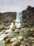 Beautiful waterfall Thingvellir National Park, Iceland, Iceland