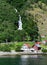 Beautiful Waterfall Tuftefossen Tuftofossen  in the village