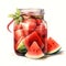 beautiful watermelon jam jar clipart illustration